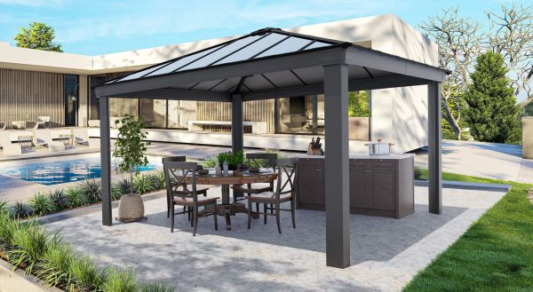 Paviljong, Dallas 4,2 x 4,2 m, antracitgrå - 