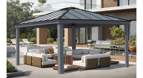 Paviljong, Dallas 4,2 x 4,8 m, antracitgrå - 