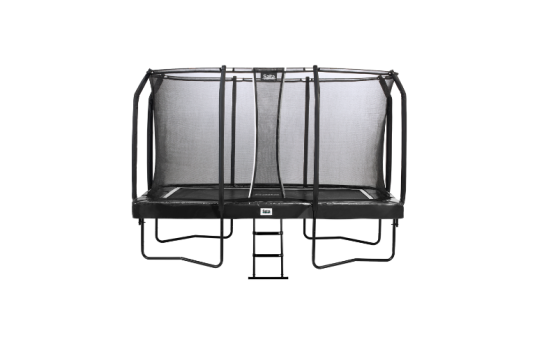 Studsmatta First Class, rektangulär, 366 x 214 cm, inkl. stege och säkerhetsnät, svart - 