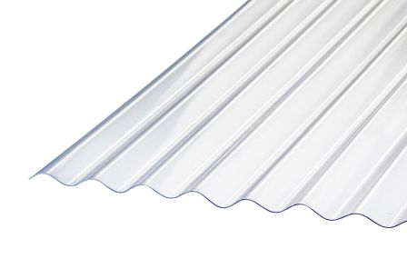 PVC växthusskiva, lätt vågiga profil 32/9. Klar - 