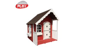 Lekstuga, 130 x 140 x 150 cm, med veranda, r&ouml;d/vit