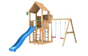 Lektorn Palace 2.1, inkl. 2-Swing modul 220, 120 kg sand, bl&aring; rutschkana