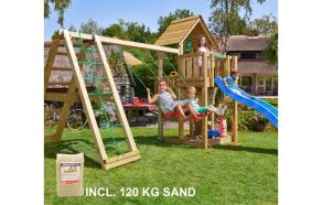 Lektorn Cubby, inkl. Climb modul, 120 kg sand, bl&aring; rutschkana