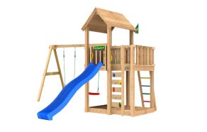 Lektorn Mansion 2.1, inkl. Swing modul, 120 kg sand, bl&aring; rutschkana