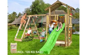 Lektorn Chalet 2.1, inkl. Climb modul, 120 kg sand, gr&ouml;n rutschkana